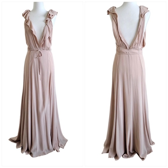 Reformation Peppermint bridesmaid wrap dress champagne large - Picture 4 of 13